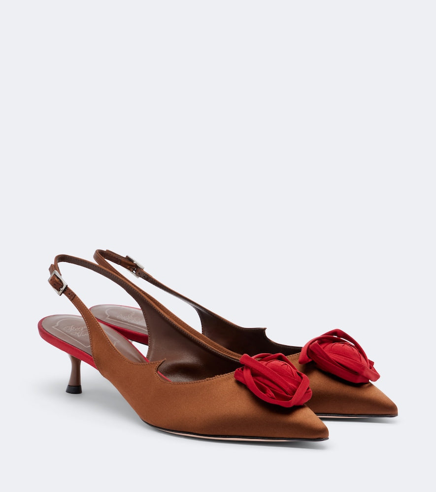 Roger Vivier Rose Vivier satin slingback pumps (Multicoloured) - Mid Heel Pumps