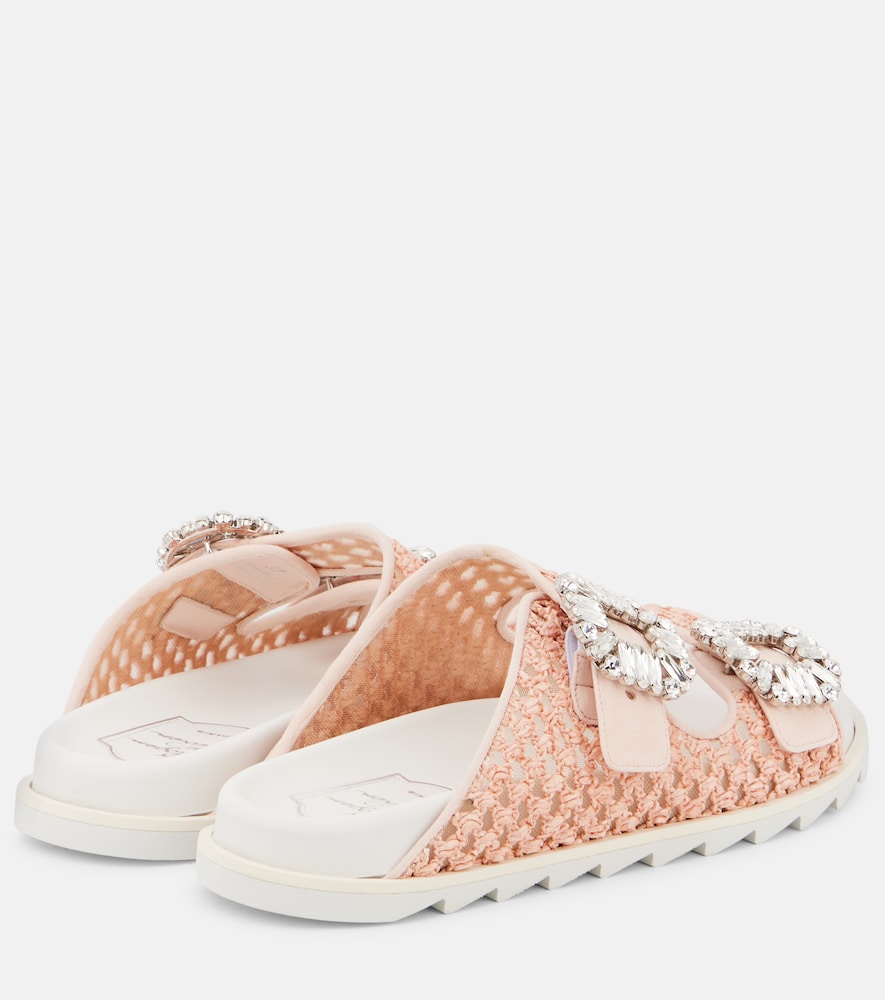 Roger Vivier Slidy Viv crystal-embellished sandals in Pink - Flat Sandals