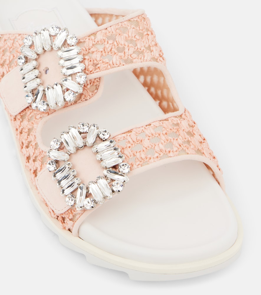 Roger Vivier Slidy Viv crystal-embellished sandals in Pink - Flat Sandals