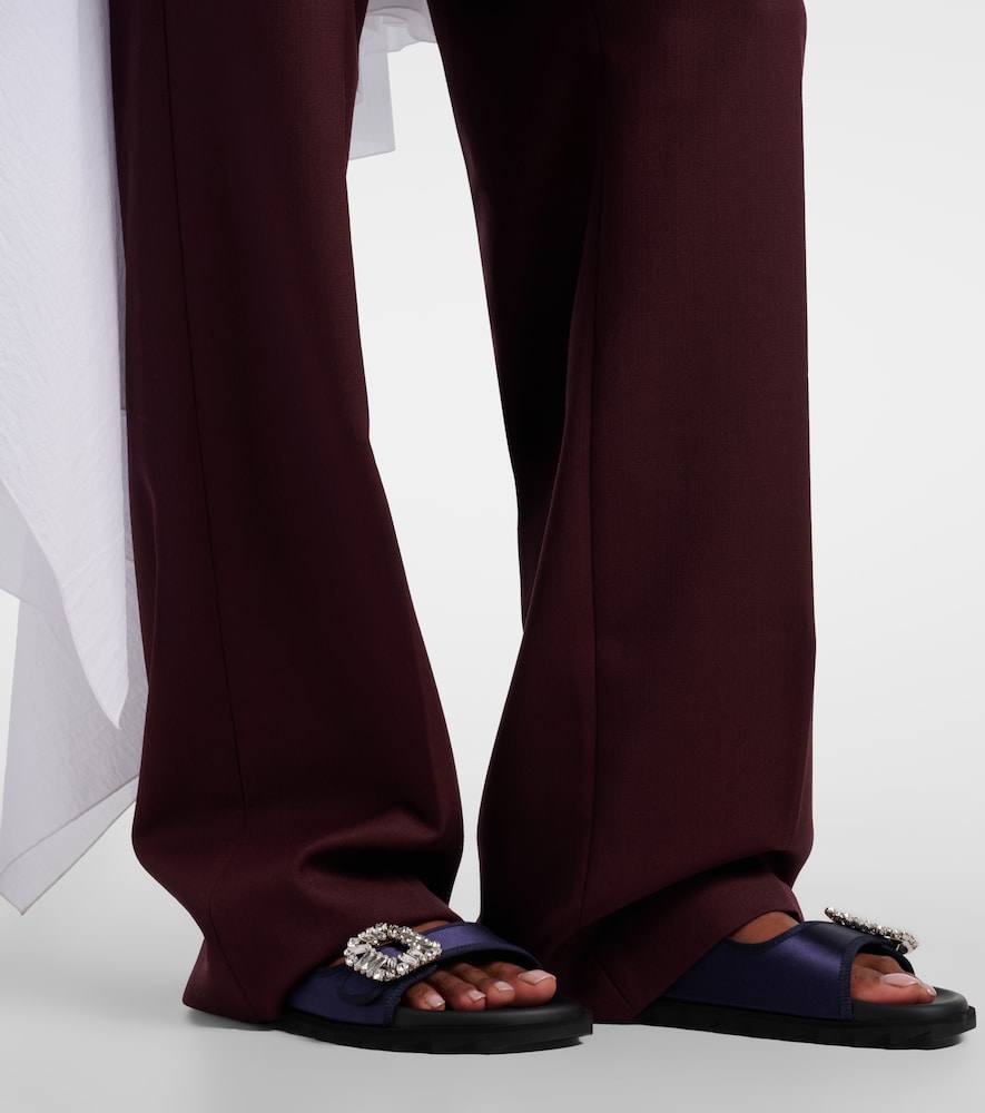 Roger Vivier Slidy Viv' satin sandals in Blue - Flat Sandals