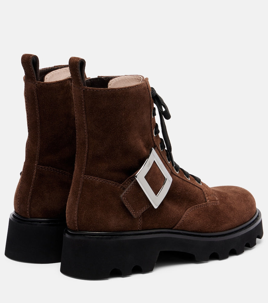 Roger Vivier Suede lace-up ankle boots - Brown Flat Boots