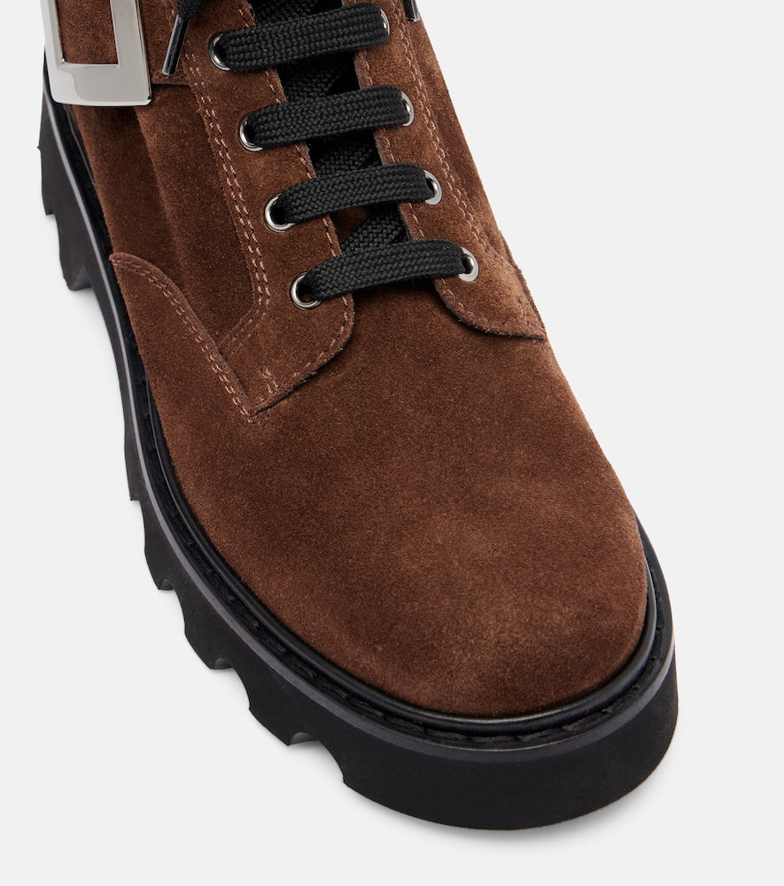 Roger Vivier Suede lace-up ankle boots - Brown Flat Boots