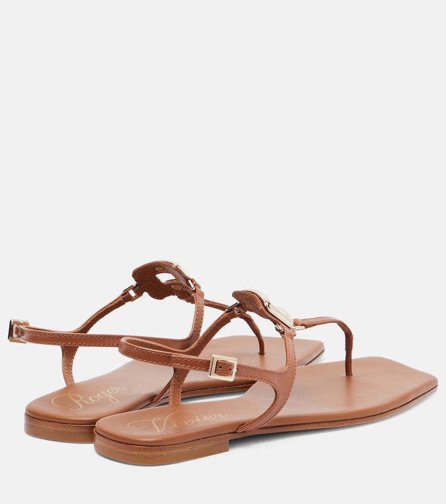 Roger Vivier Viv' By The Sea leather thong sandals (Brown) - Flat Sandals