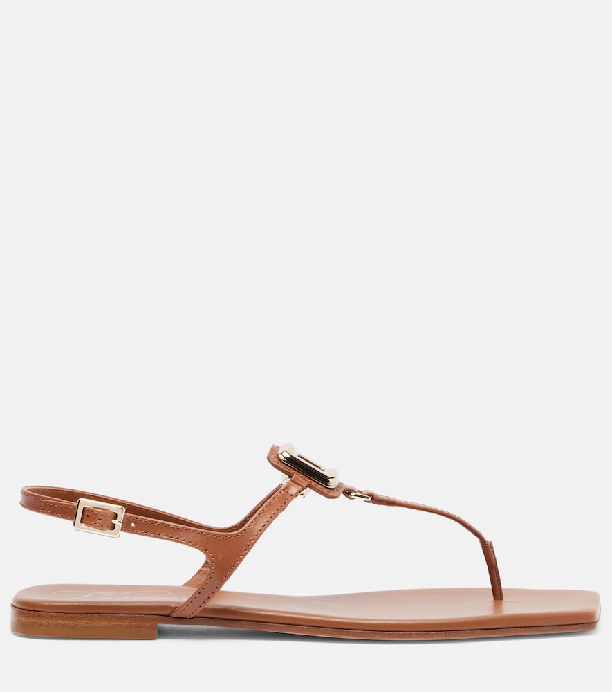 Roger Vivier Viv' By The Sea leather thong sandals (Brown) - Flat Sandals