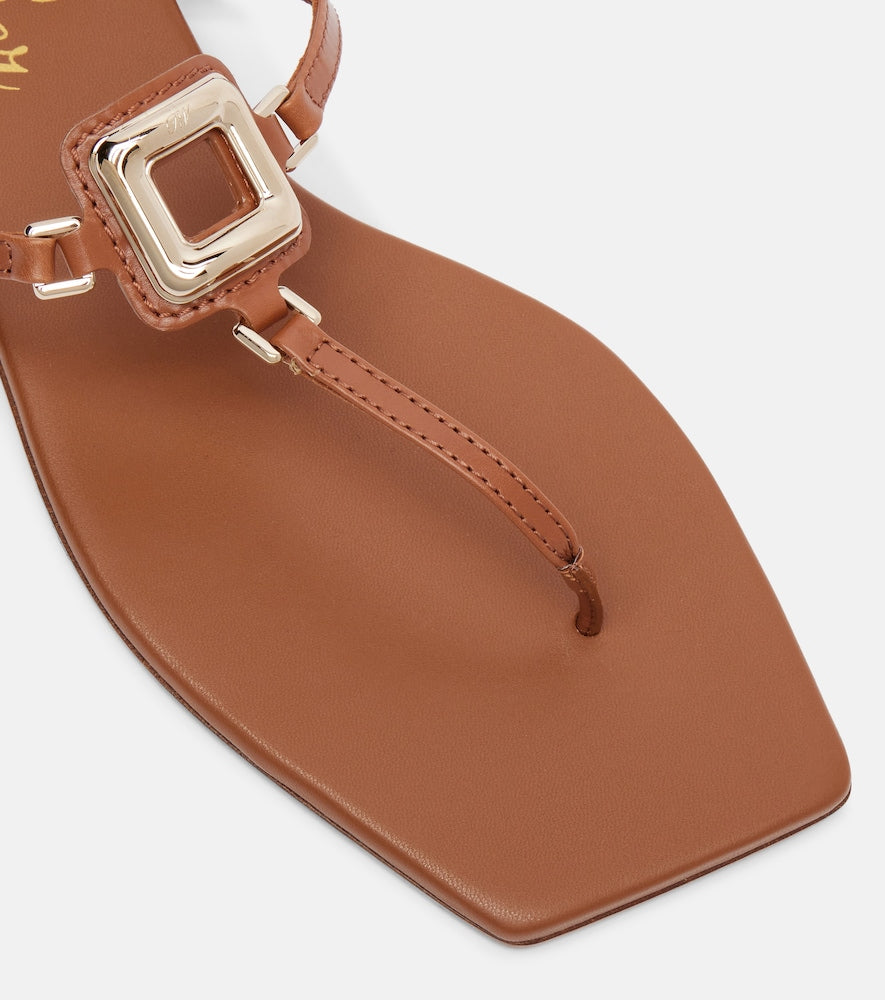 Roger Vivier Viv' By The Sea leather thong sandals (Brown) - Flat Sandals