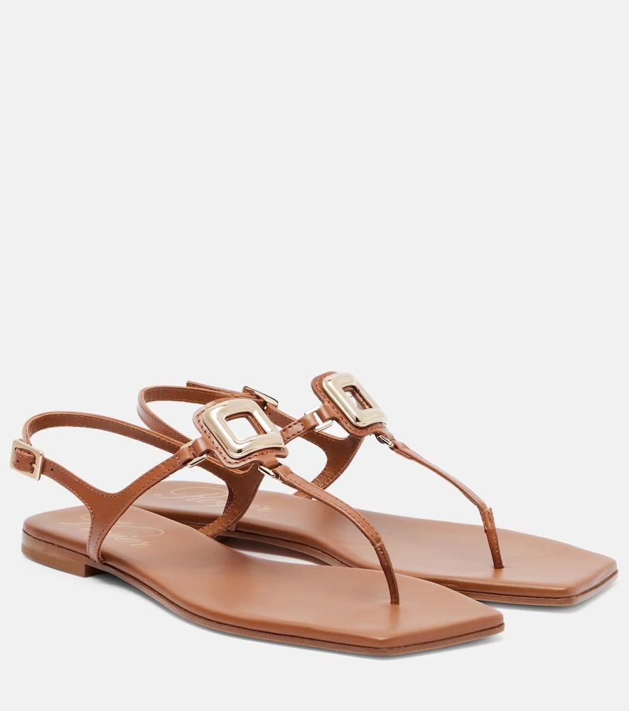 Roger Vivier Viv' By The Sea leather thong sandals (Brown) - Flat Sandals