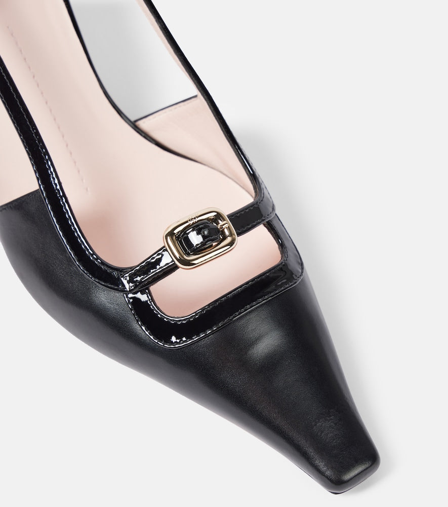Roger Vivier Viv' Canard 55 leather slingback pumps in Black - Mid Heel Pumps