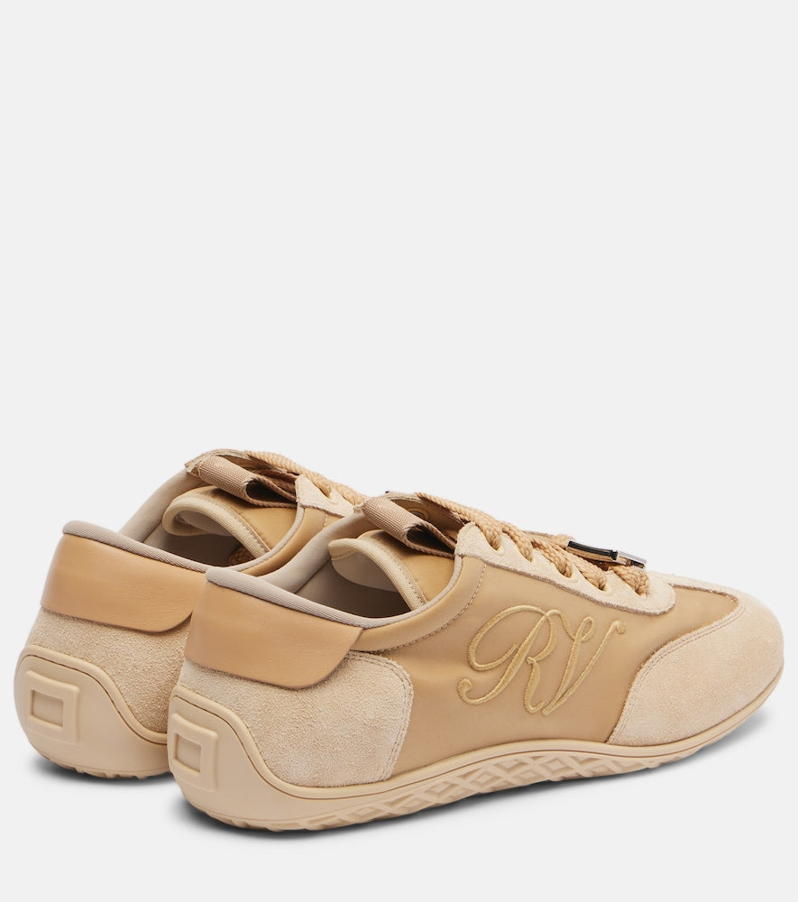 Roger Vivier Viv Low leather-trimmed satin sneakers (Beige) - Low-Top Sneakers