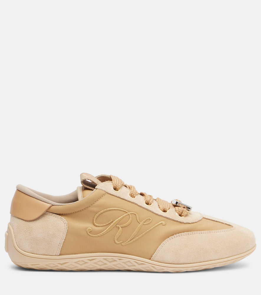 Roger Vivier Viv Low leather-trimmed satin sneakers (Beige) - Low-Top Sneakers