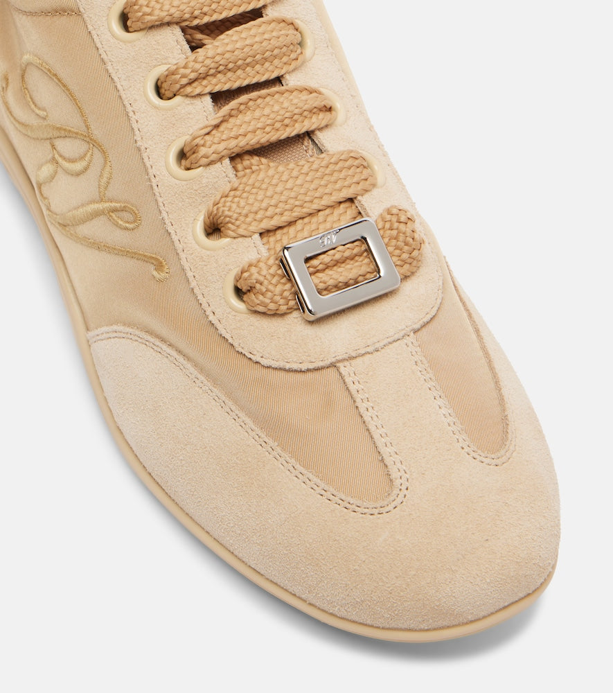 Roger Vivier Viv Low leather-trimmed satin sneakers (Beige) - Low-Top Sneakers