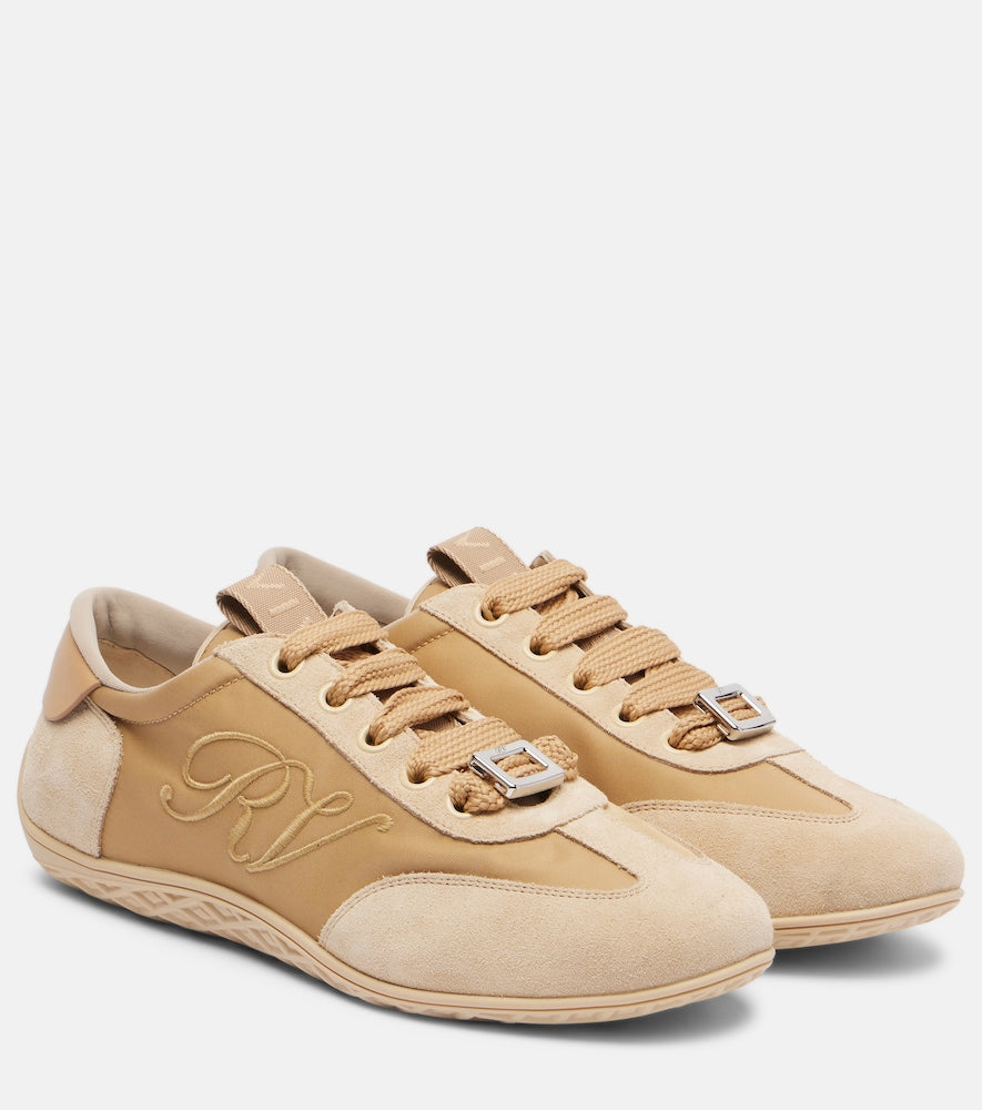 Roger Vivier Viv Low leather-trimmed satin sneakers (Beige) - Low-Top Sneakers