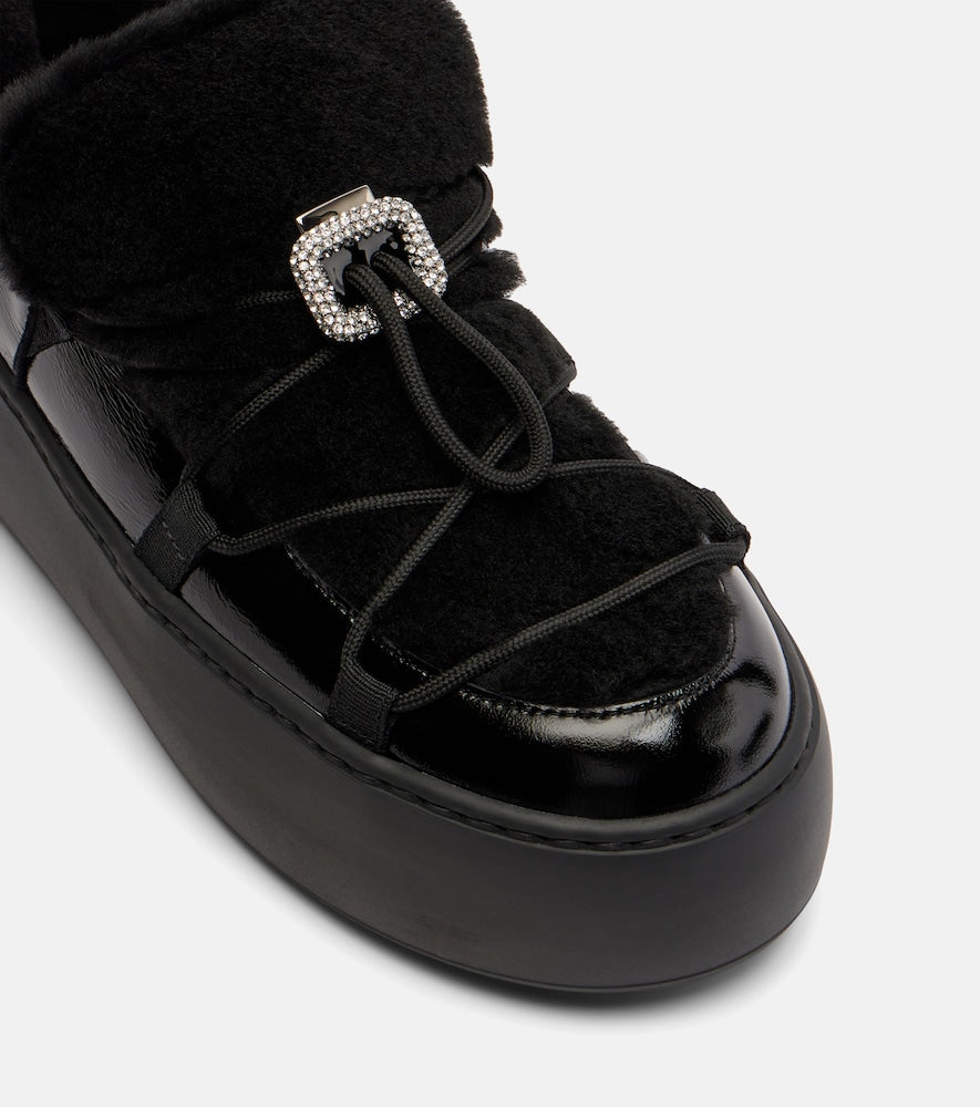 Roger Vivier Viv' Up shearling and patent leather sneakers - Black Flat Boots