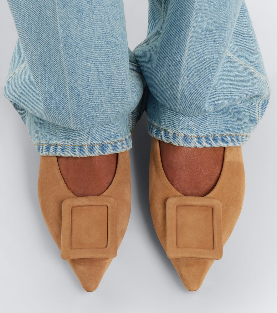 Roger Vivier Viv' in The City suede ballet flats - Beige Ballerina Flats