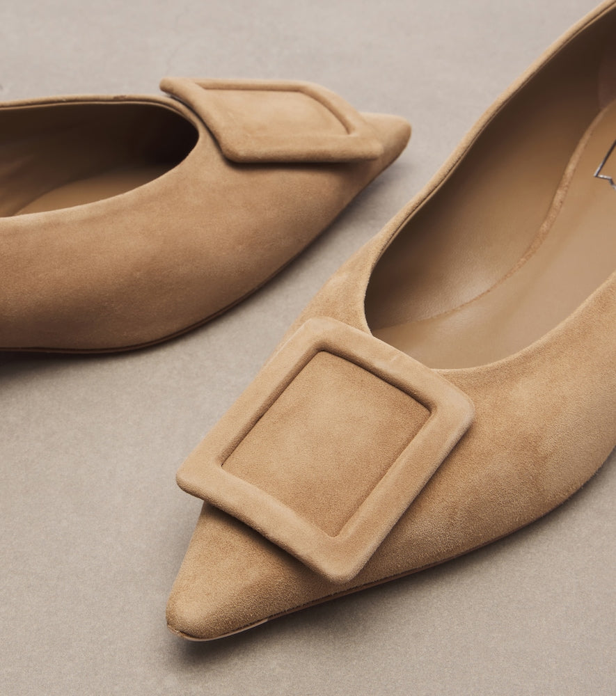 Roger Vivier Viv' in The City suede ballet flats - Beige Ballerina Flats
