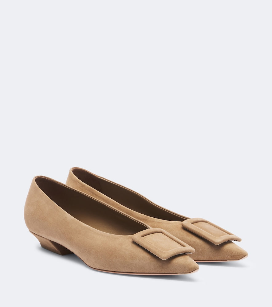 Roger Vivier Viv' in The City suede ballet flats - Beige Ballerina Flats
