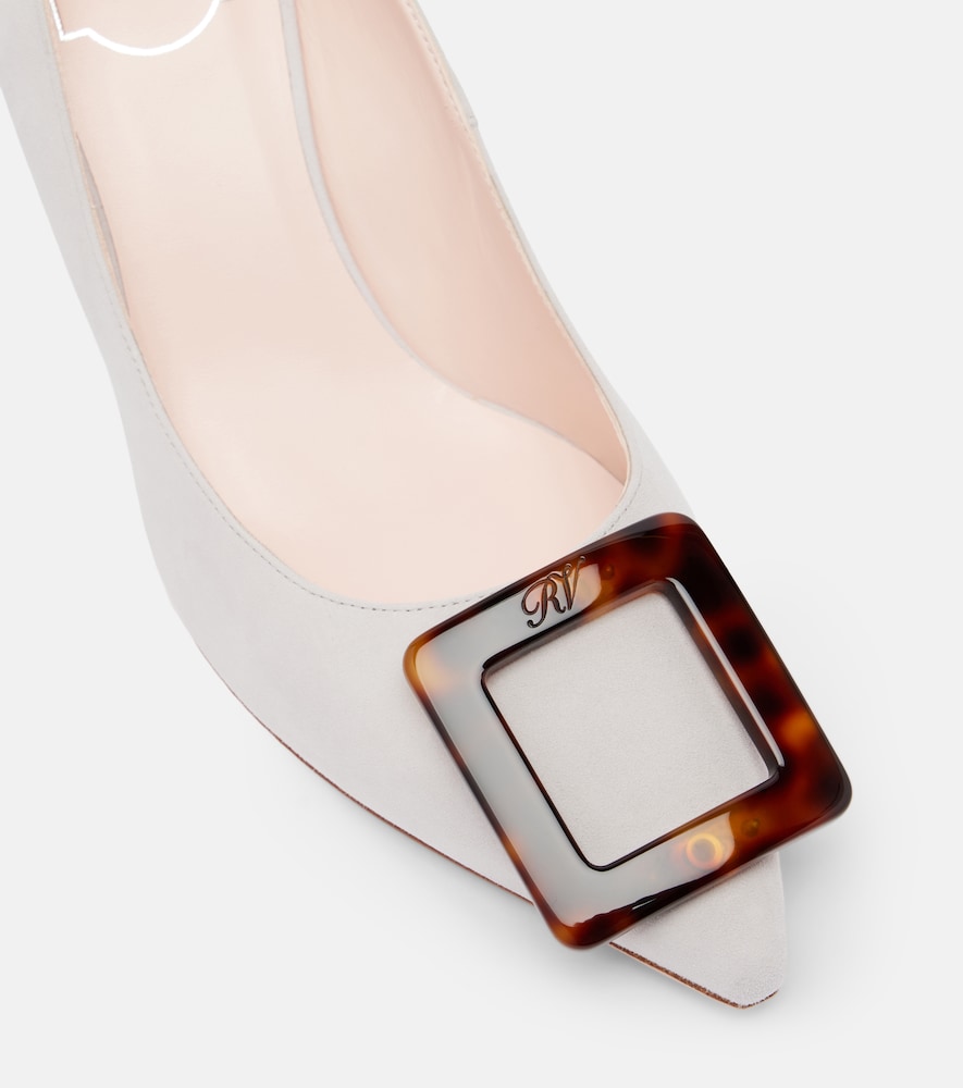 Roger Vivier Viv' in The City suede pumps - White Mid Heel Pumps