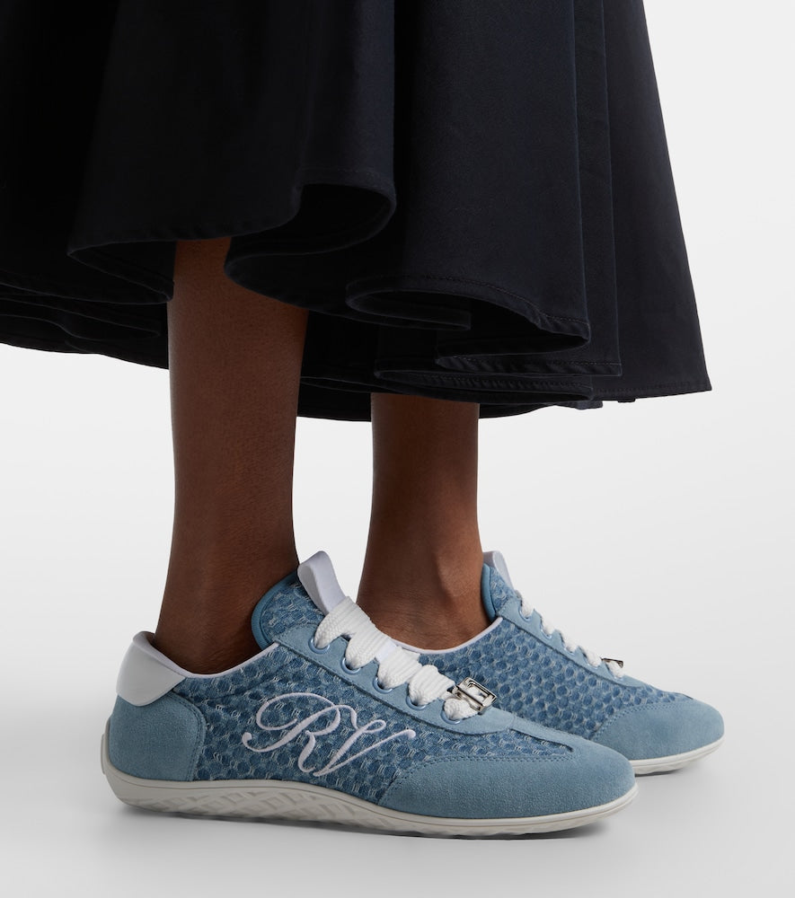Roger Vivier Viv' suede-trimmed sneakers in Blue - Low-Top Sneakers