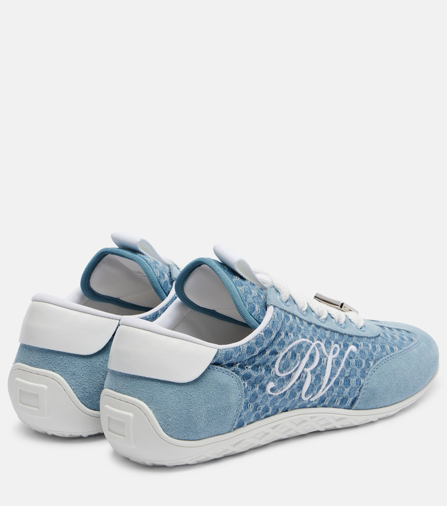 Roger Vivier Viv' suede-trimmed sneakers in Blue - Low-Top Sneakers