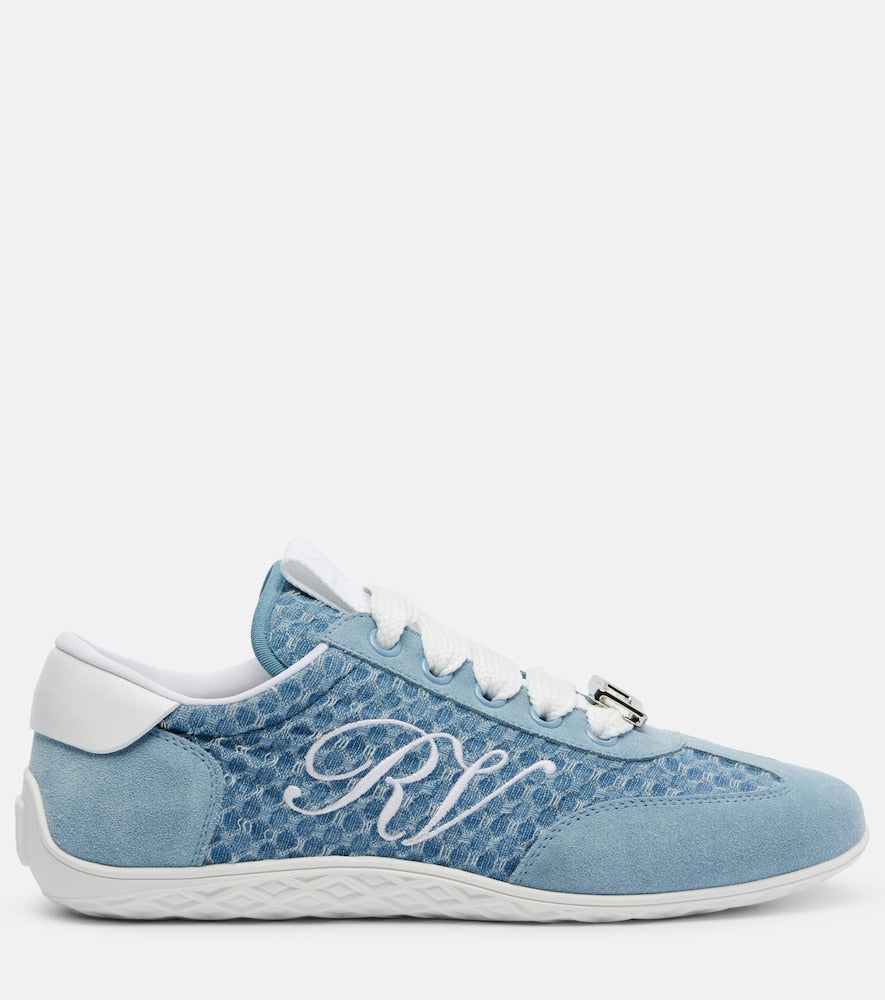 Roger Vivier Viv' suede-trimmed sneakers in Blue - Low-Top Sneakers