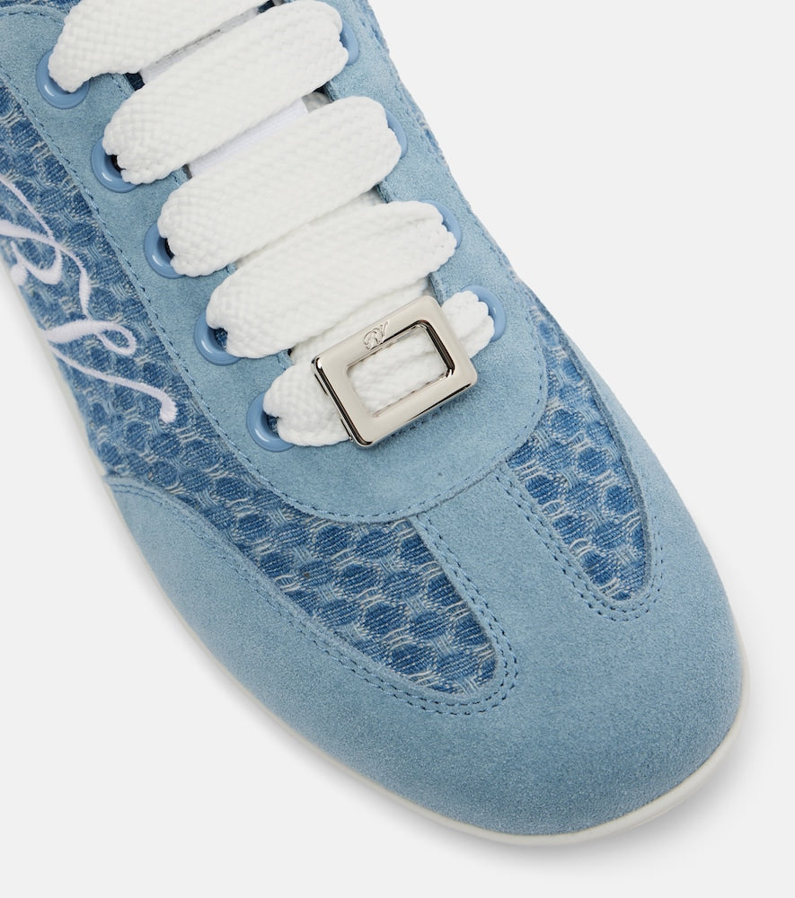 Roger Vivier Viv' suede-trimmed sneakers in Blue - Low-Top Sneakers