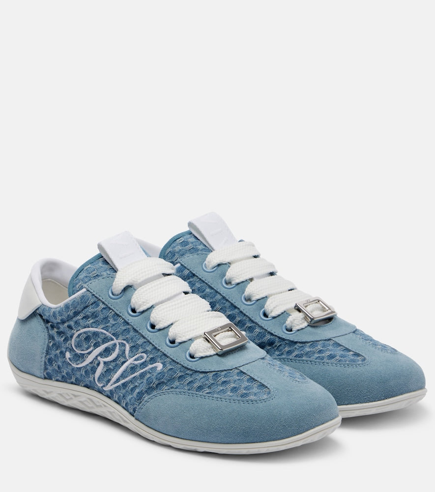 Roger Vivier Viv' suede-trimmed sneakers in Blue - Low-Top Sneakers