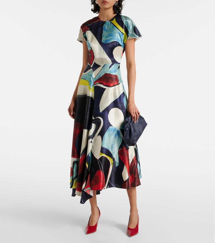Roksanda Adriana printed satin midi dress