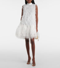 Roksanda Bridal Odette faux feather-trimmed silk minidress