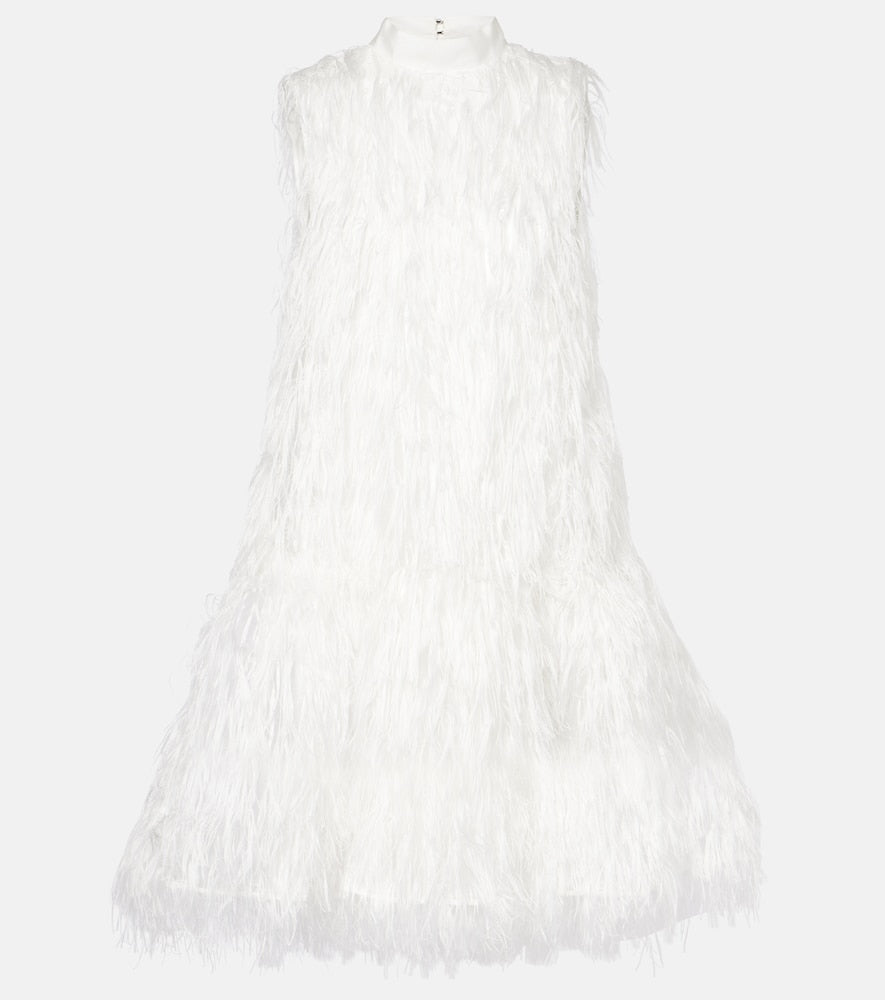 Roksanda Bridal Odette faux feather-trimmed silk minidress. Roksanda Bridal Odette 仿羽毛饰边真丝迷你连衣裙