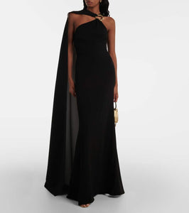 Roland Mouret Asymmetric caped cady gown