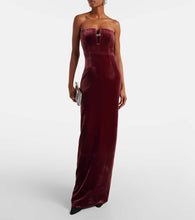 Roland Mouret Embellished velvet bustier gown