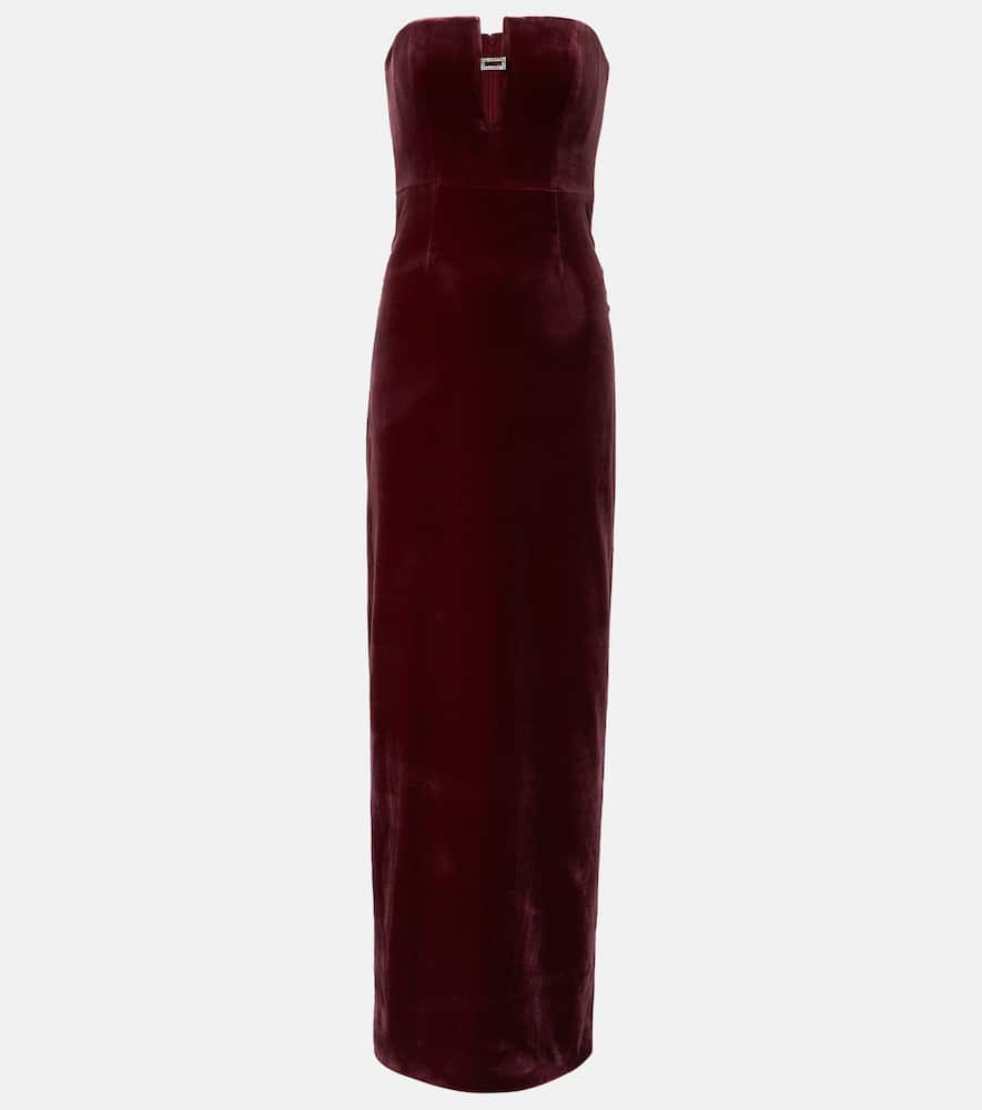 Roland Mouret Embellished velvet bustier gown