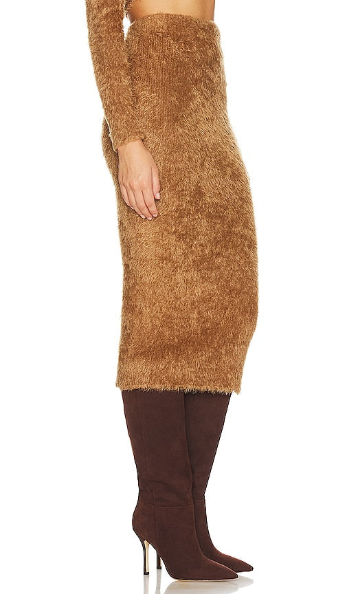 Ronny Kobo Faber Knit Skirt in Brown