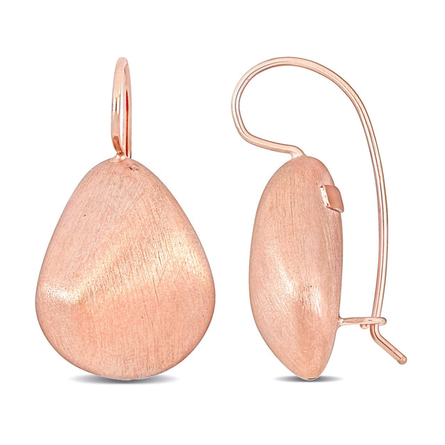 Rose Gold Brushed Teardrop Earrings