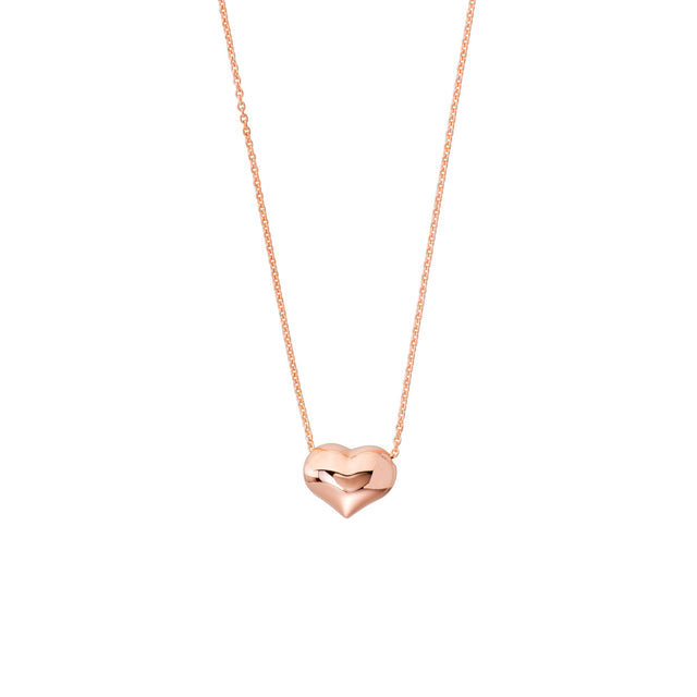 Rose Gold Puffed Heart Necklace