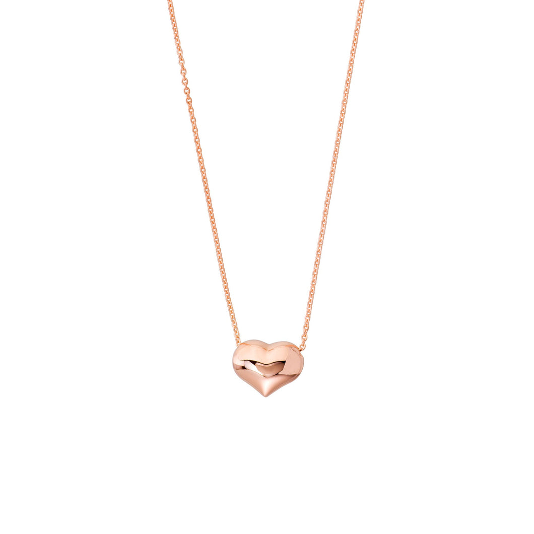 Rose Gold Puffed Heart Necklace