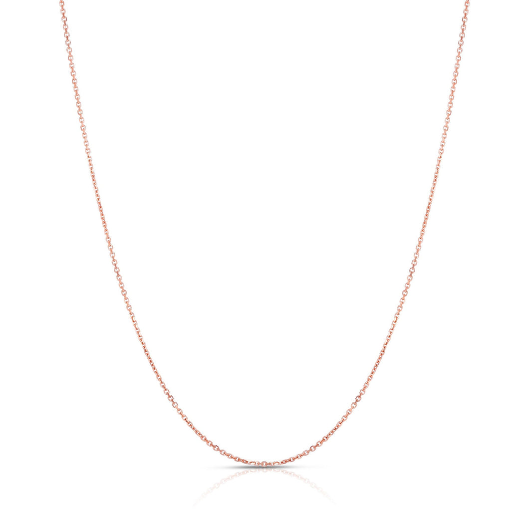 Rose Gold Solid Adjustable Cable Chain Necklace | 1.1mm | 22 Inches