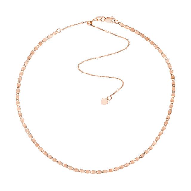Rose Gold Solid Valentino Adjustable Slider Beaded Necklace 2.7mm - 17 Inches