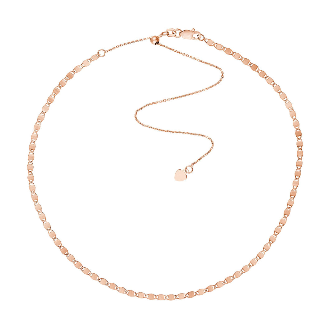 Rose Gold Solid Valentino Adjustable Slider Beaded Necklace 2.7mm - 17 Inches