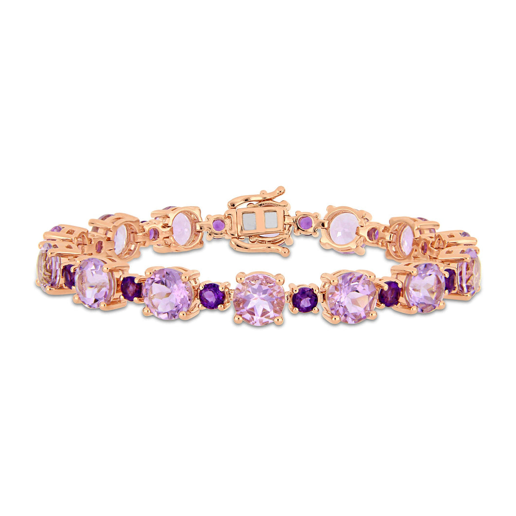 Rose de France and Amethyst Rose Gold-Plated Sterling Silver Bracelet
