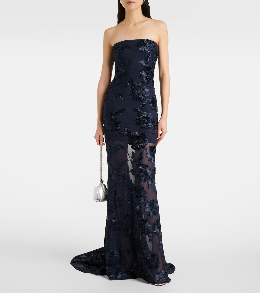 Rotate 3D mesh maxi dress