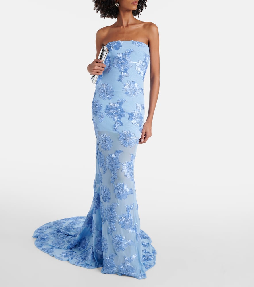 Rotate Alberty floral-appliqu√É¬© mesh gown