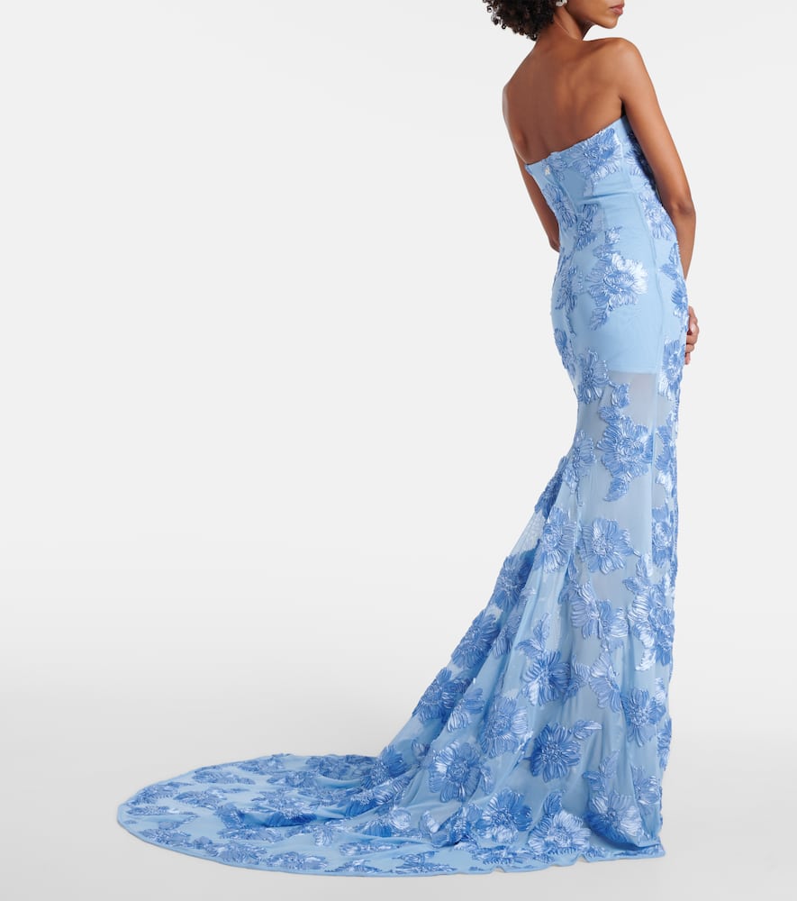 Rotate Alberty floral-appliqu√É¬© mesh gown