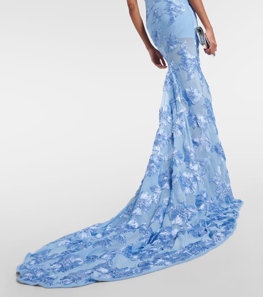 Rotate Alberty floral-appliqu√É¬© mesh gown