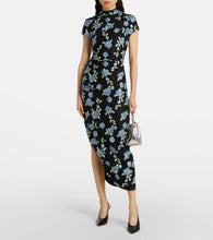 Rotate Asymmetric mesh midi dress