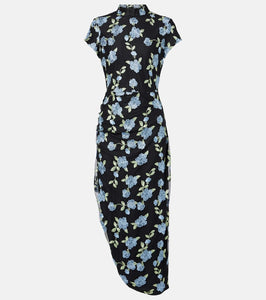 Rotate Asymmetric mesh midi dress