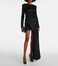 Rotate Bow-detail sequined minidress
