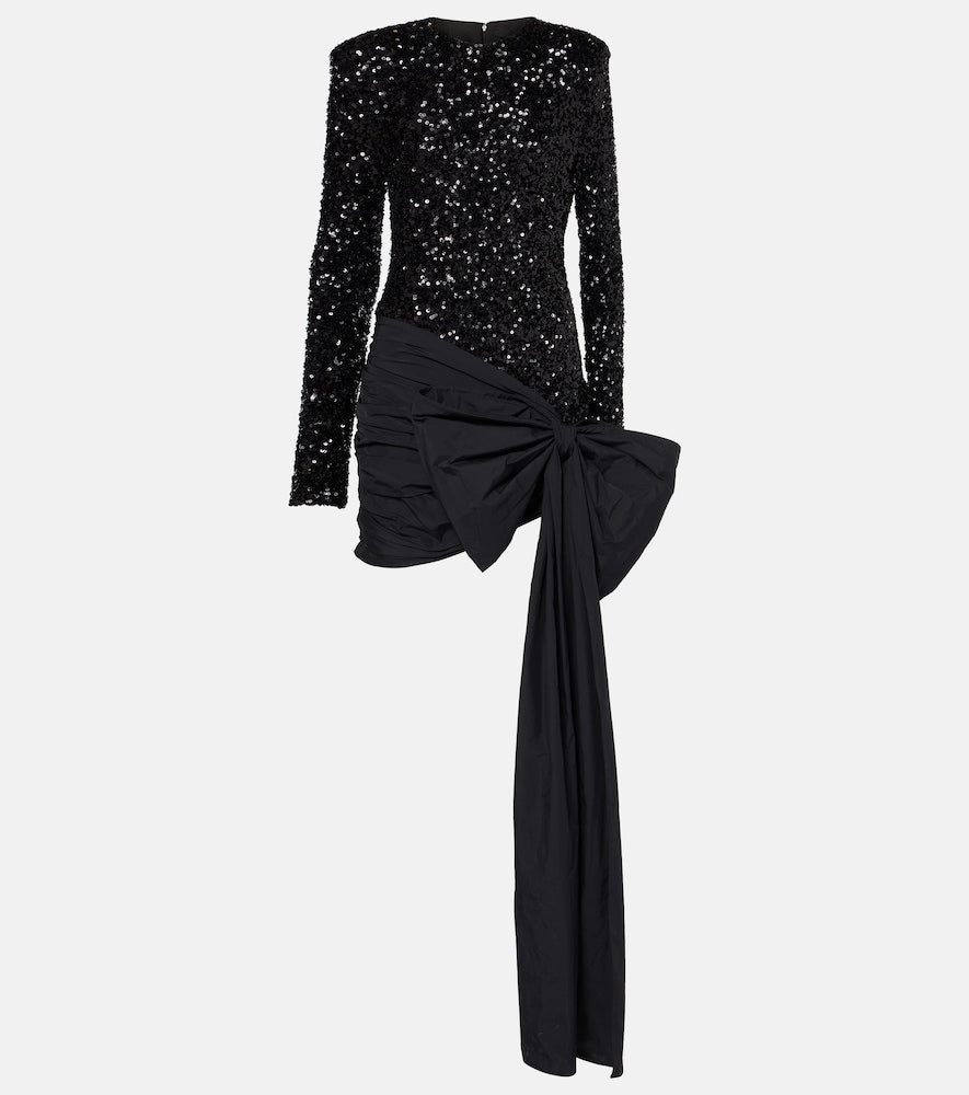 Rotate Bow-detail sequined minidress. 旋转蝴蝶结亮片迷你连衣裙