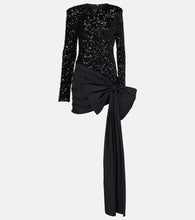 Rotate Bow-detail sequined minidress. 旋转蝴蝶结亮片迷你连衣裙