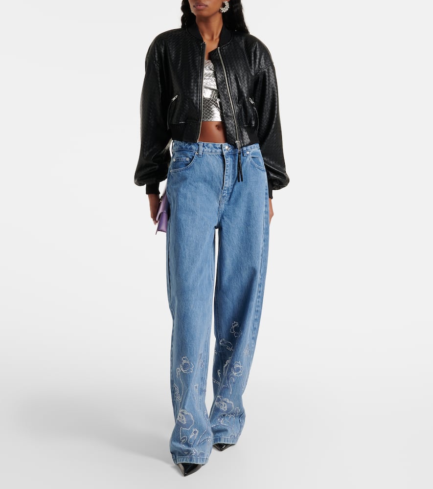 Rotate Braided cropped bomber jacket