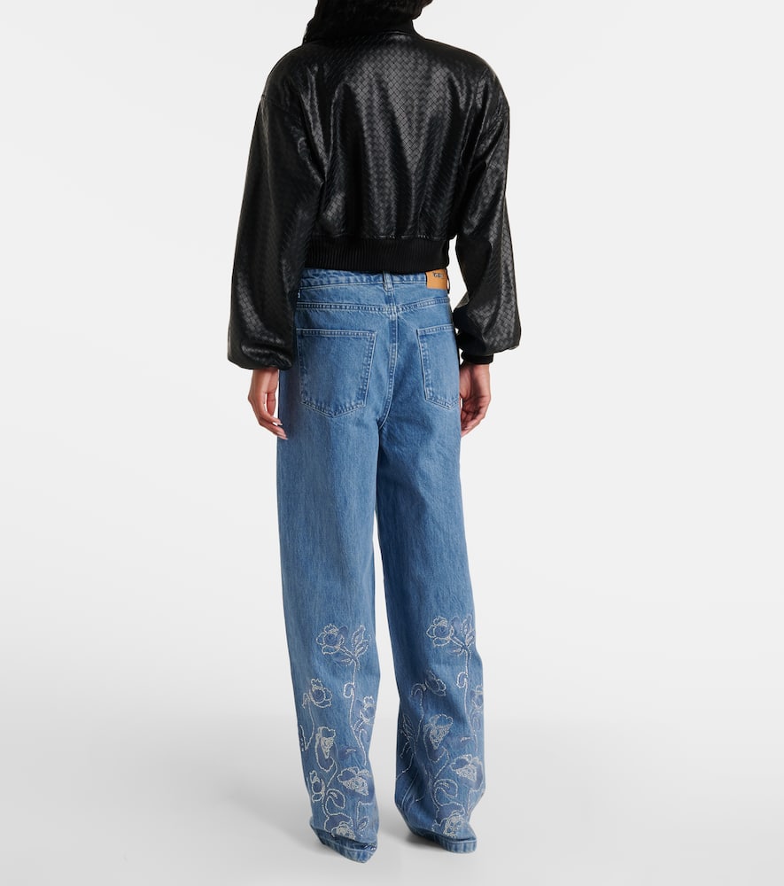Rotate Braided cropped bomber jacket